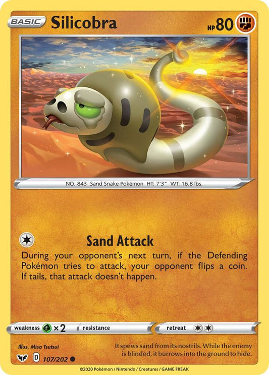 Silicobra (107) 107/202 Common Sword & Shield Base Set Pokémon card