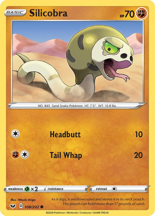 Silicobra (108) 108/202 Common Sword & Shield Base Set Pokémon card