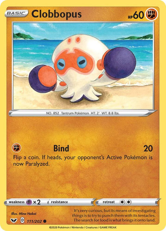 Clobbopus (111) 111/202 Common Sword & Shield Base Set Pokémon card