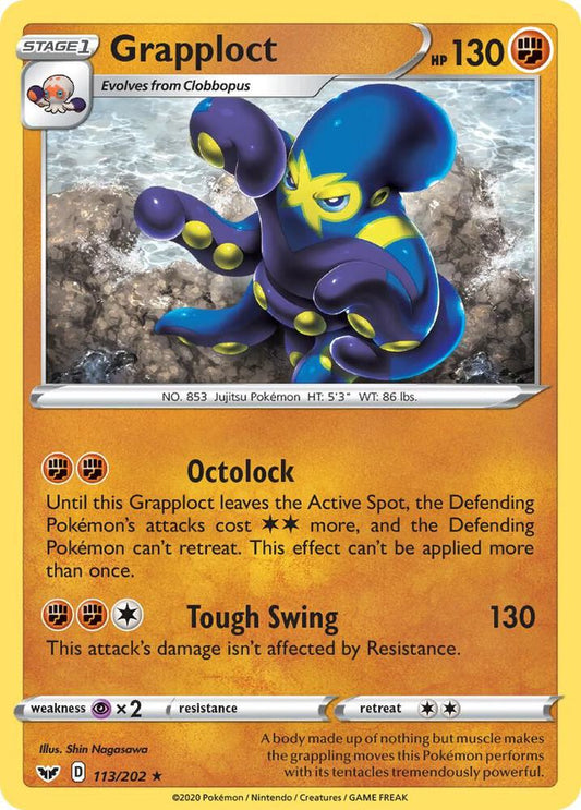 Grapploct 113/202 Rare Sword & Shield Base Set Pokémon card