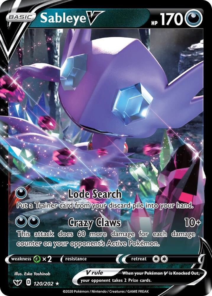 Sableye V 120/202 Ultra Rare Sword & Shield Base Set Pokémon card
