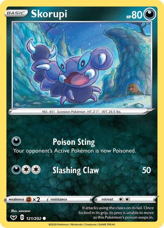 Skorupi 121/202 Common Sword & Shield Base Set Pokémon card
