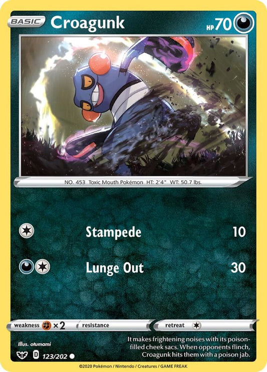 Croagunk 123/202 Common Sword & Shield Base Set Pokémon card