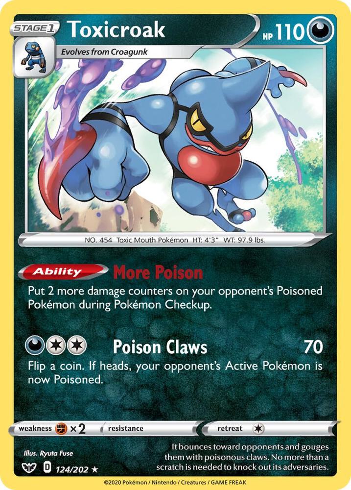 Toxicroak 124/202 Holo Rare Sword & Shield Base Set Pokémon card