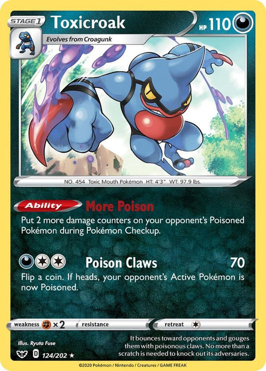 Toxicroak 124/202 Holo Rare Sword & Shield Base Set Pokémon card