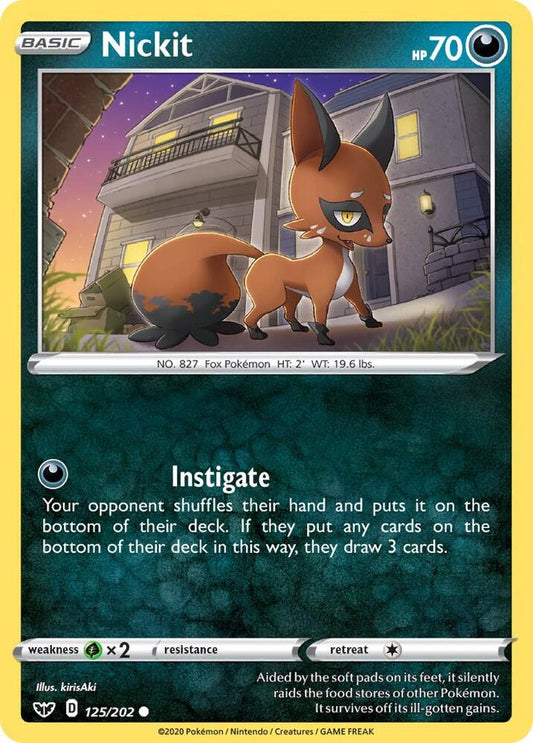 Nickit 125/202 Common Sword & Shield Base Set Pokémon card
