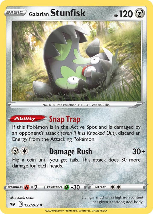 Galarian Stunfisk 132/202 Uncommon Sword & Shield Base Set Pokémon card