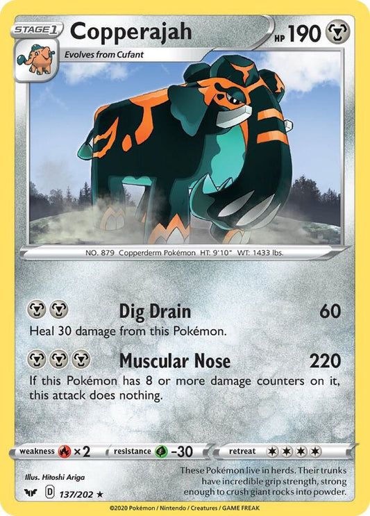 Copperajah 137/202 Holo Rare Sword & Shield Base Set Pokémon card