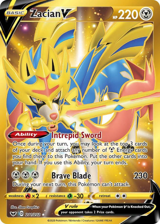 Zacian V (Secret) - 211/202 Secret Rare SWSH01: Sword & Shield Base Set