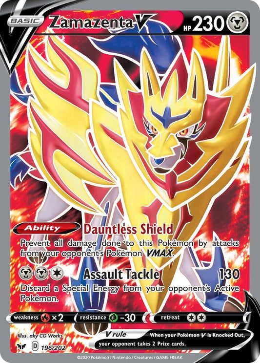 Zamazenta V (Full Art) 196/202 Ultra Rare Sword & Shield Base Set Pokémon card
