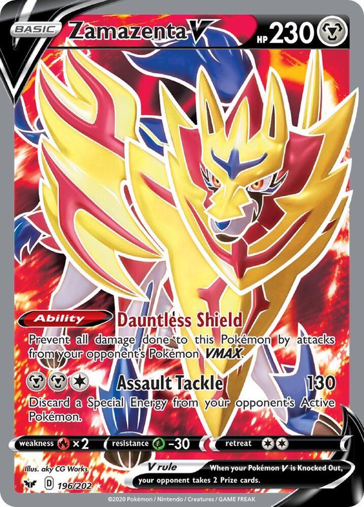 Zamazenta V (Full Art) 196/202 Ultra Rare Sword & Shield Base Set Pokémon card