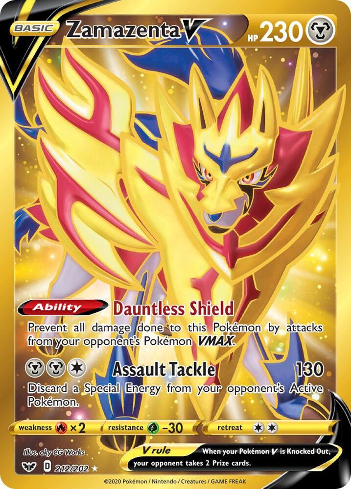 Zamazenta V (Secret) - 212/202 Secret Rare SWSH01: Sword & Shield Base Set