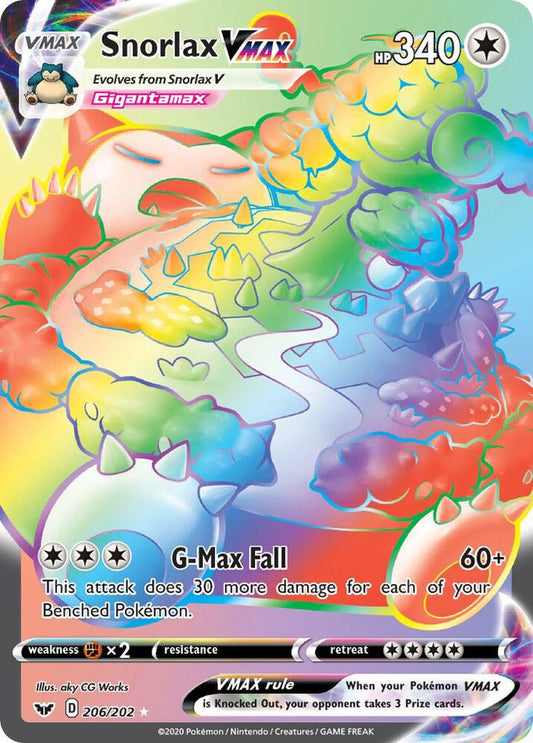 Snorlax VMAX (Secret) 206/202 Secret Rare Sword & Shield Base Set Pokémon card