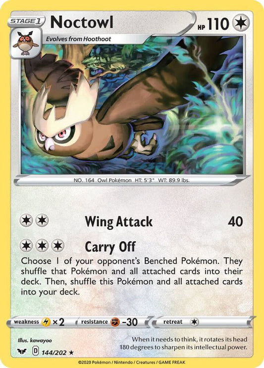 Noctowl 144/202 Rare Sword & Shield Base Set Pokémon card