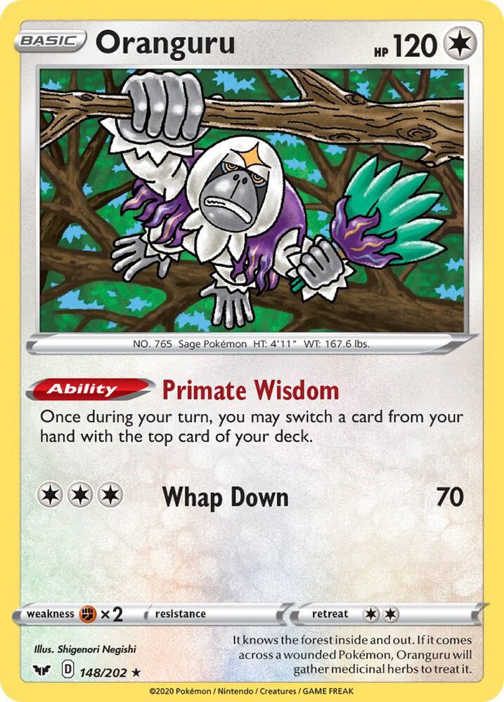 Oranguru 148/202 Holo Rare Sword & Shield Base Set Pokémon card