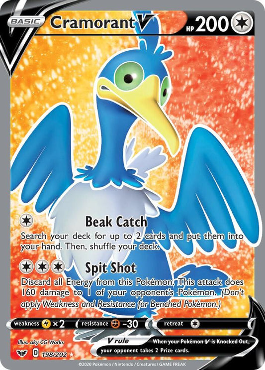 Cramorant V (Full Art) 198/202 Ultra Rare Sword & Shield Base Set Pokémon card