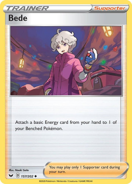 Bede 157/202 Uncommon Sword & Shield Base Set Pokémon card
