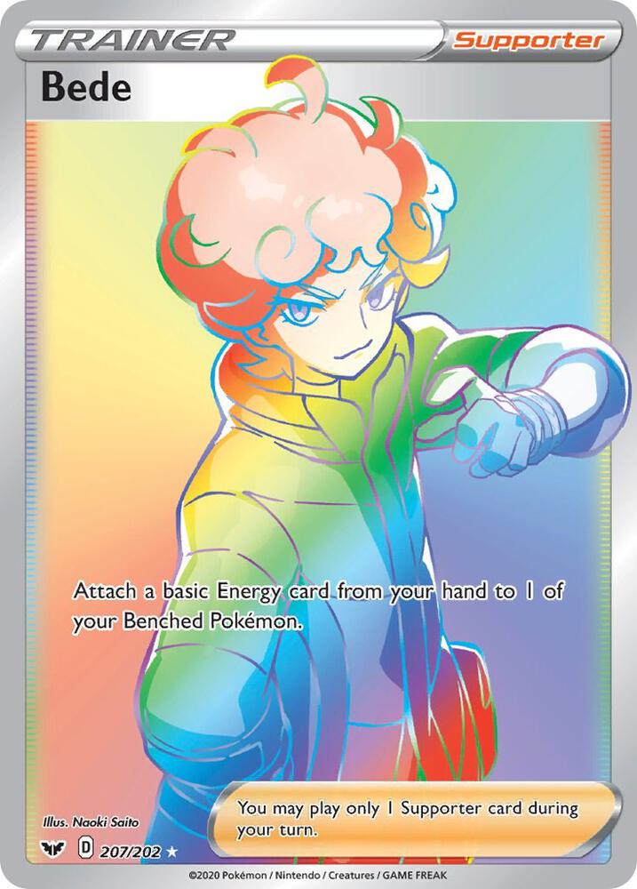 Bede (Secret) 207/202 Secret Rare Sword & Shield Base Set Pokémon card