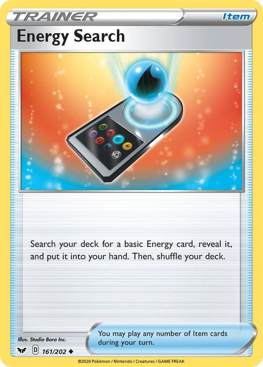 Energy Search 161/202 Uncommon Sword & Shield Base Set Pokémon card