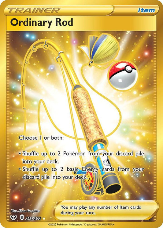 Ordinary Rod (Secret) 215/202 Secret Rare Sword & Shield Base Set Pokémon card