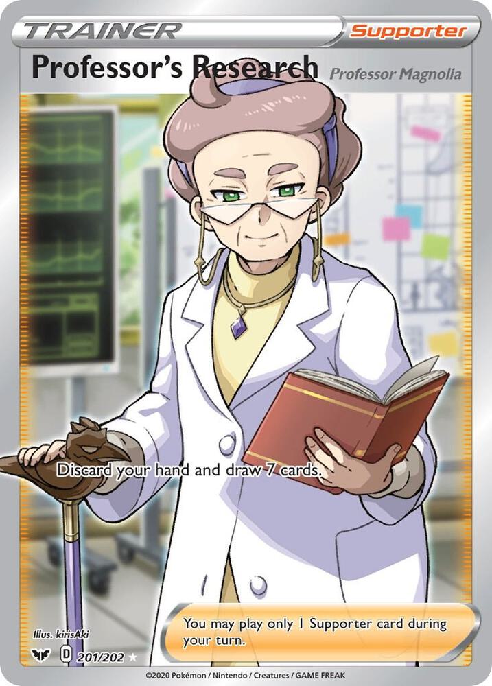 Professor's Research [Professor Magnolia] (Full Art) 201/202 Ultra Rare Sword & Shield Base Set Pokémon card