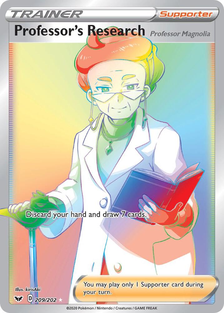 Professor's Research [Professor Magnolia] (Secret) 209/202 Secret Rare Sword & Shield Base Set Pokémon card