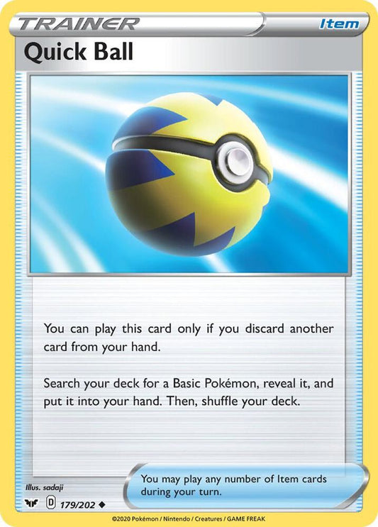 Quick Ball 179/202 Uncommon Sword & Shield Base Set Pokémon card