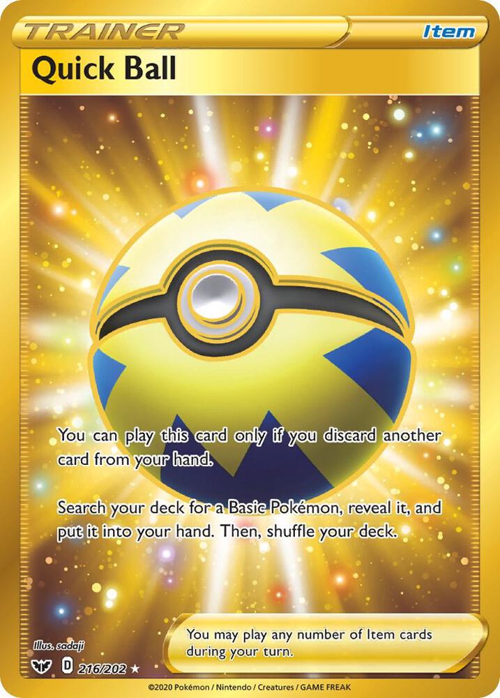 Quick Ball (Secret) 216/202 Secret Rare Sword & Shield Base Set Pokémon card