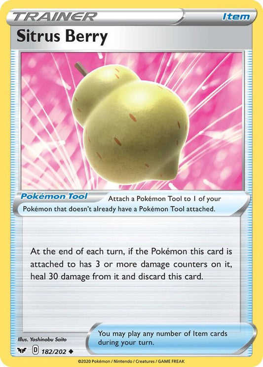 Sitrus Berry 182/202 Uncommon Sword & Shield Base Set Pokémon card