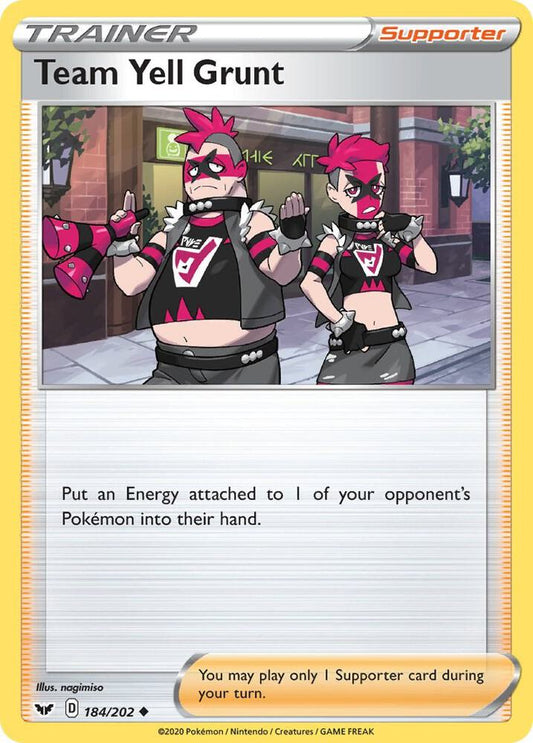 Team Yell Grunt 184/202 Uncommon Sword & Shield Base Set Pokémon card