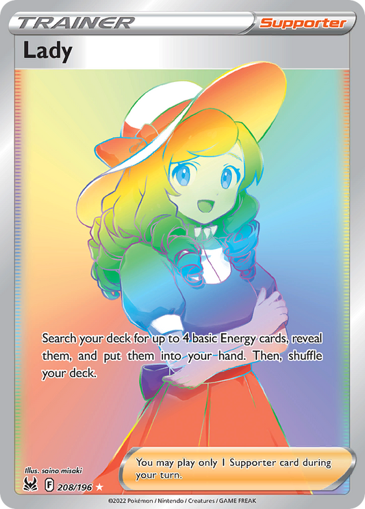 Lady 208/196 Rare Rainbow Lost Origin