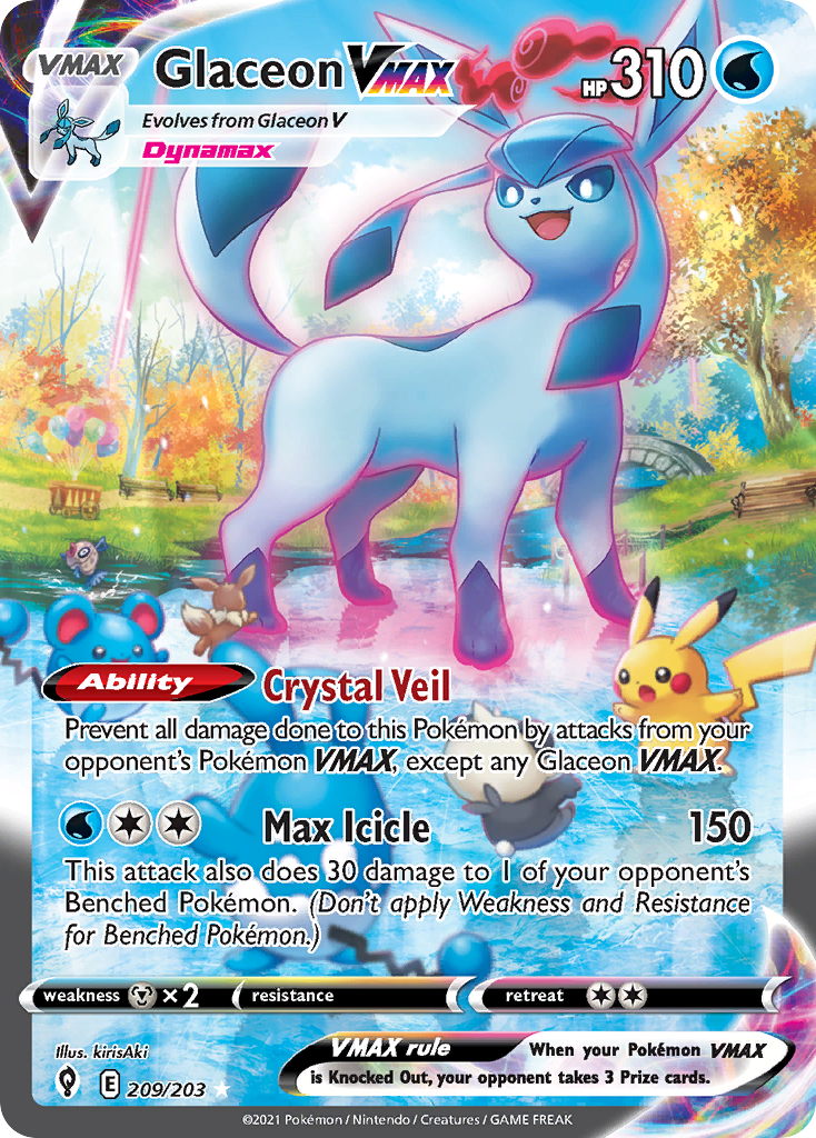 Glaceon VMAX 209/203 Rare Rainbow Evolving Skies