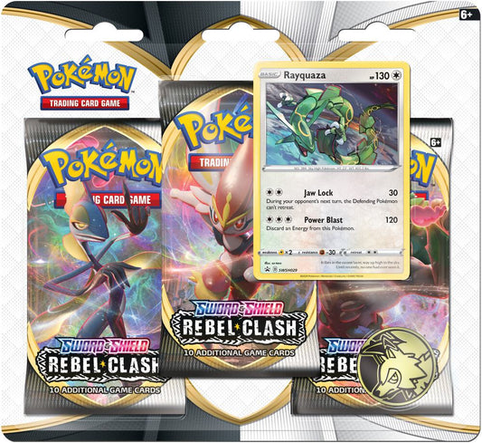 Rebel Clash 3 Pack Blister [Rayquaza] - SWSH02: Rebel Clash