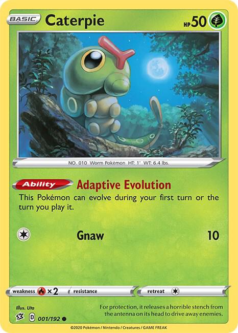 Caterpie 001/192 Common Rebel Clash Pokémon card