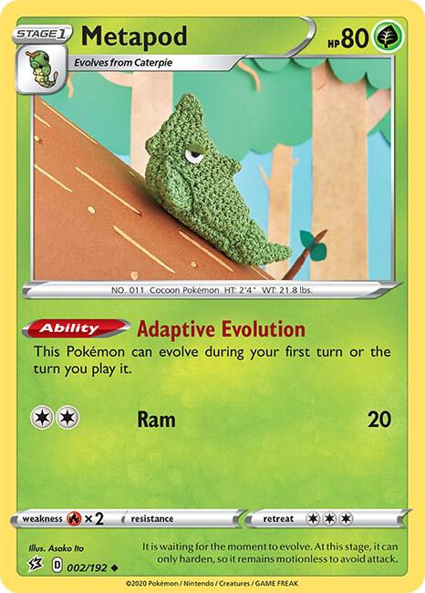 Metapod 002/192 Uncommon Rebel Clash Pokémon card