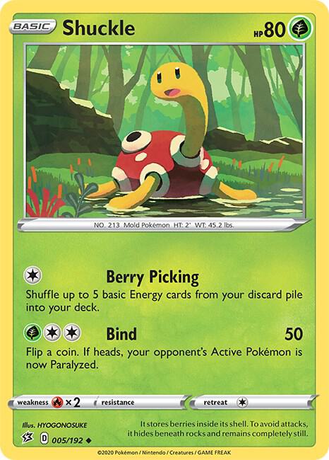 Shuckle 005/192 Uncommon Rebel Clash Pokémon card