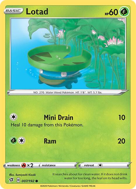 Lotad 007/192 Common Rebel Clash Pokémon card