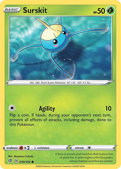Surskit 010/192 Common Rebel Clash Pokémon card