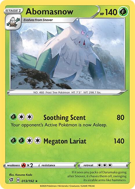 Abomasnow 013/192 Rare Rebel Clash Pokémon card