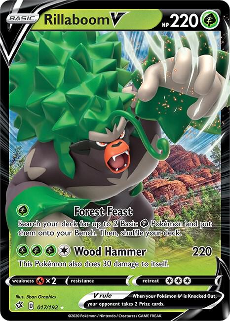 Rillaboom V 017/192 Ultra Rare Rebel Clash Pokémon card