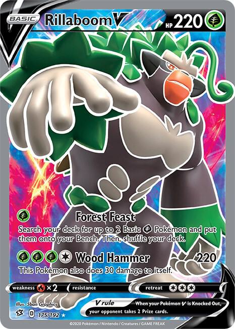 Rillaboom V (Full Art) - 175/192 Ultra Rare SWSH02: Rebel Clash