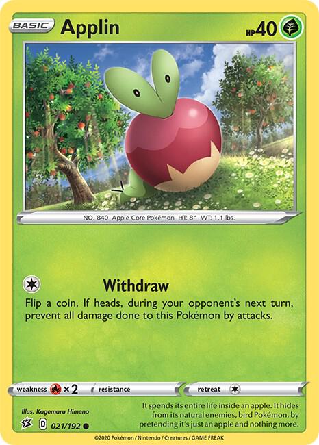 Applin (21) 021/192 Common Rebel Clash Pokémon card