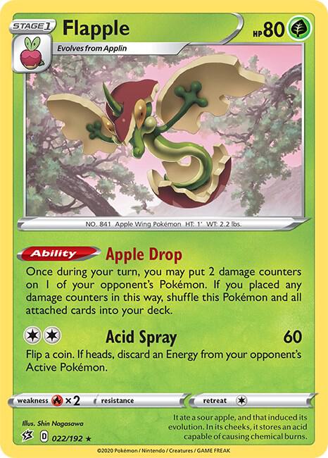 Flapple 022/192 Holo Rare Rebel Clash Pokémon card