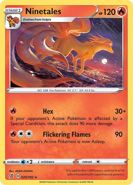Ninetales 025/192 Rare Rebel Clash Pokémon card