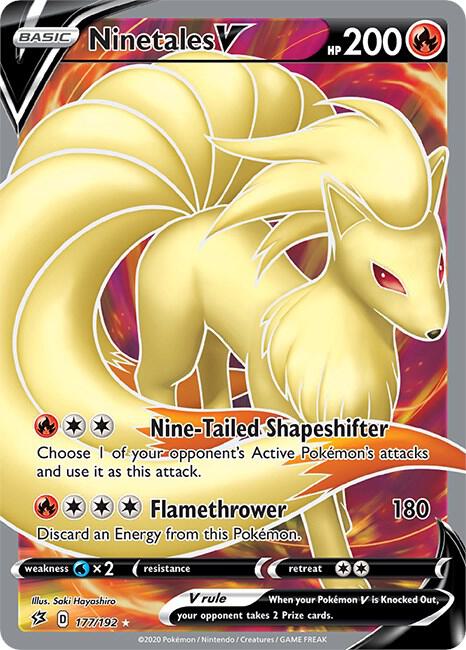 Ninetales V (Full Art) - 177/192 Ultra Rare SWSH02: Rebel Clash