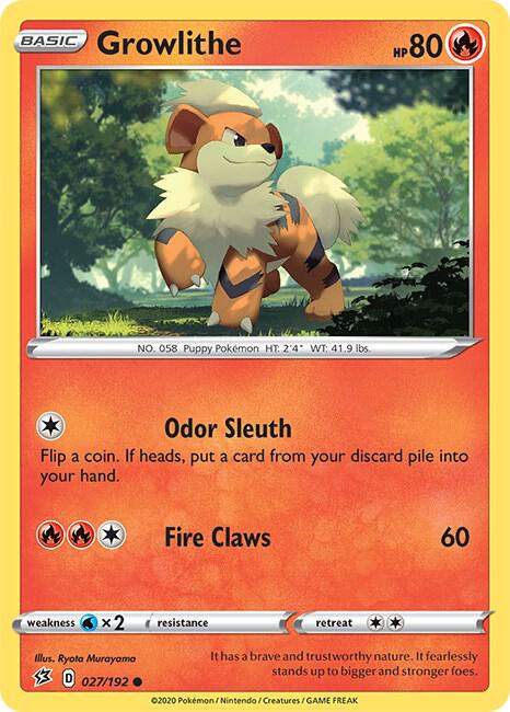 Growlithe 027/192 Common Rebel Clash Pokémon card