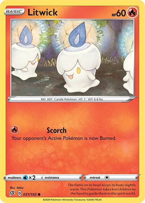 Litwick 031/192 Common Rebel Clash Pokémon card