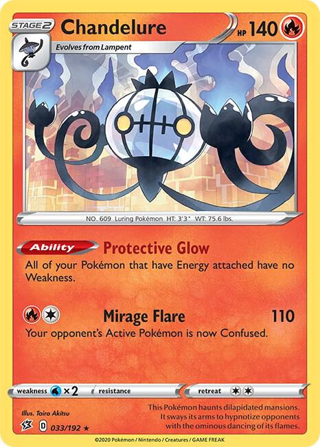 Chandelure 033/192 Holo Rare Rebel Clash Pokémon card