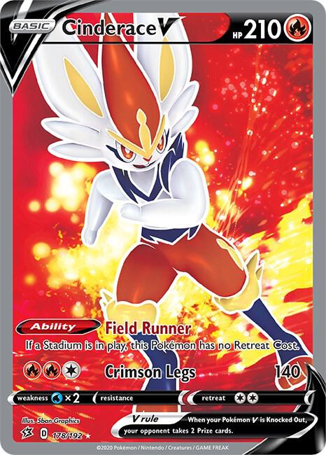 Cinderace V (Full Art) - 178/192 Ultra Rare SWSH02: Rebel Clash
