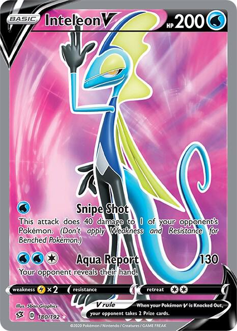Inteleon V (Full Art) 180/192 Ultra Rare Rebel Clash Pokémon card